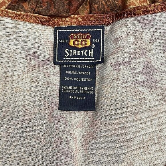 Route 66 Blouse Size Large Bell Sleeves V-Neck Side Slit Semi Sheer Lightweight - Picture 8 of 9